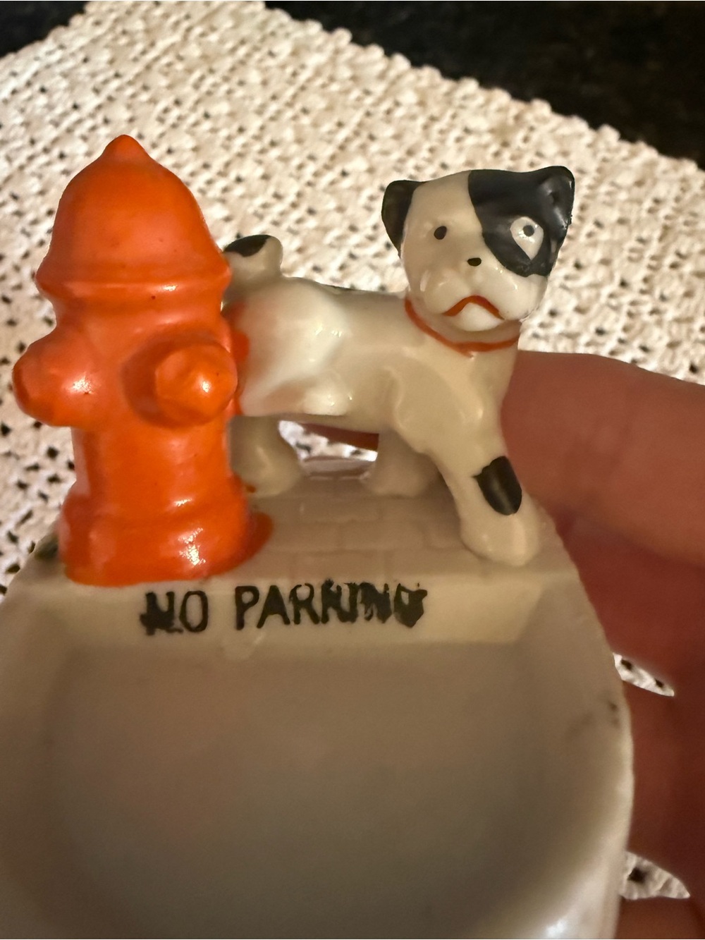 Vintage Japan Bulldog Urinating on Hydrant Figure